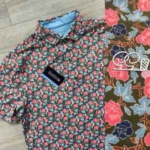 NWT Good Good Men's Medium Through The Green Floral AOP Performance Golf Polo